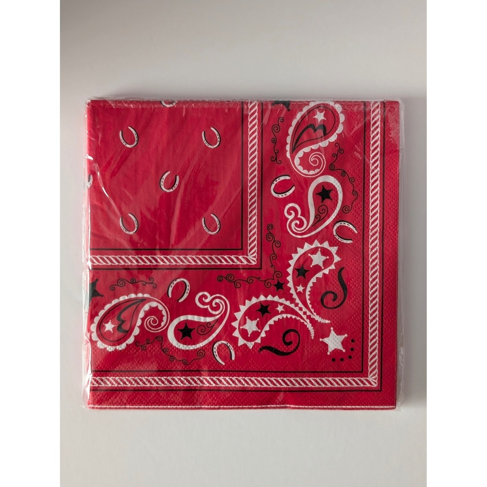 Western Red Bandana Party Supplies Set Plates Napkins Bandanas Cowboy Theme 198p - Picture 10 of 13